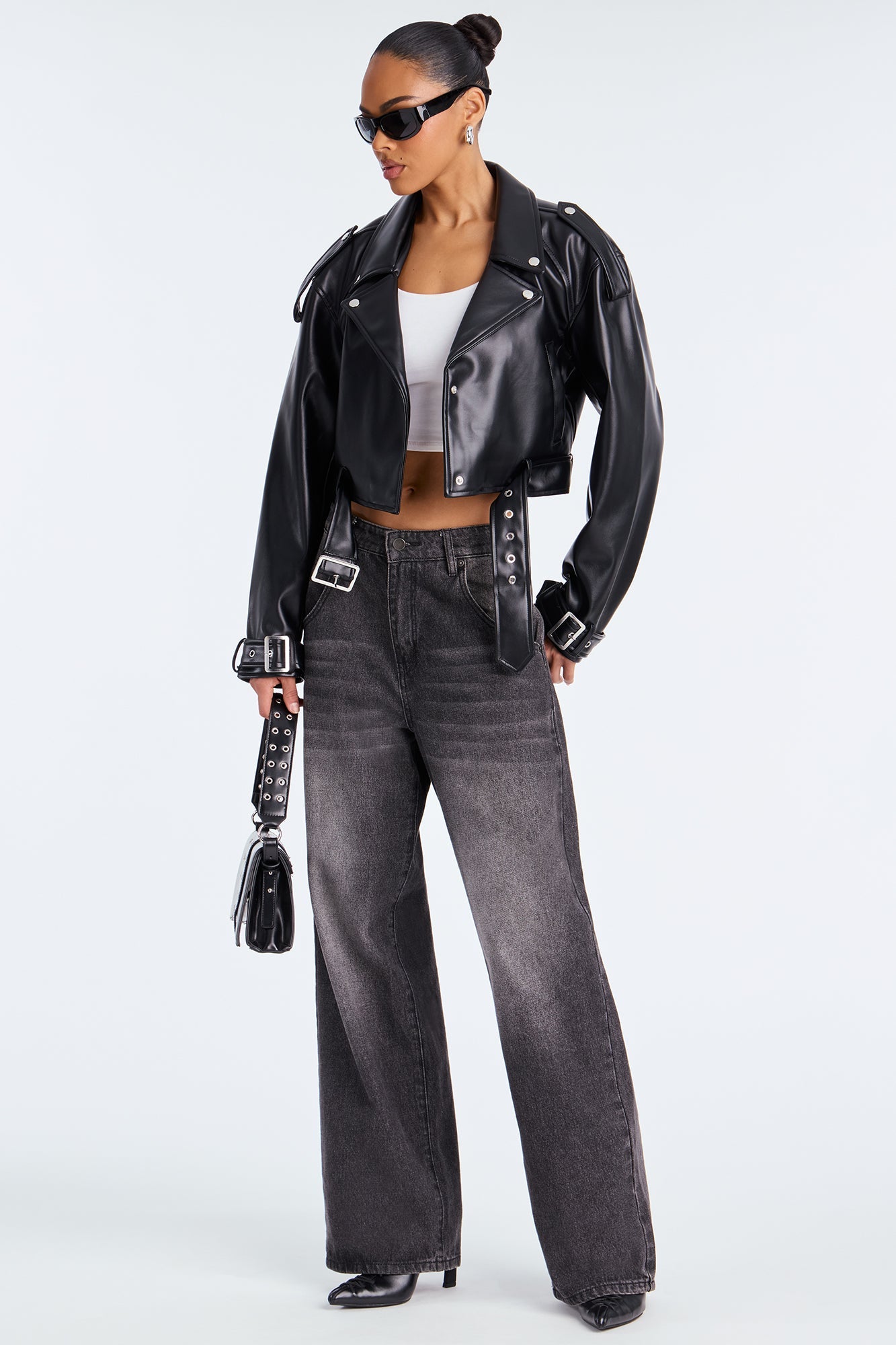 Fast Lane Faux Leather Moto Jacket - Black