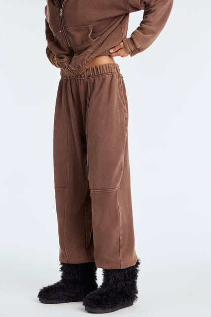 Melanie Fur Trim Pant Set - Brown