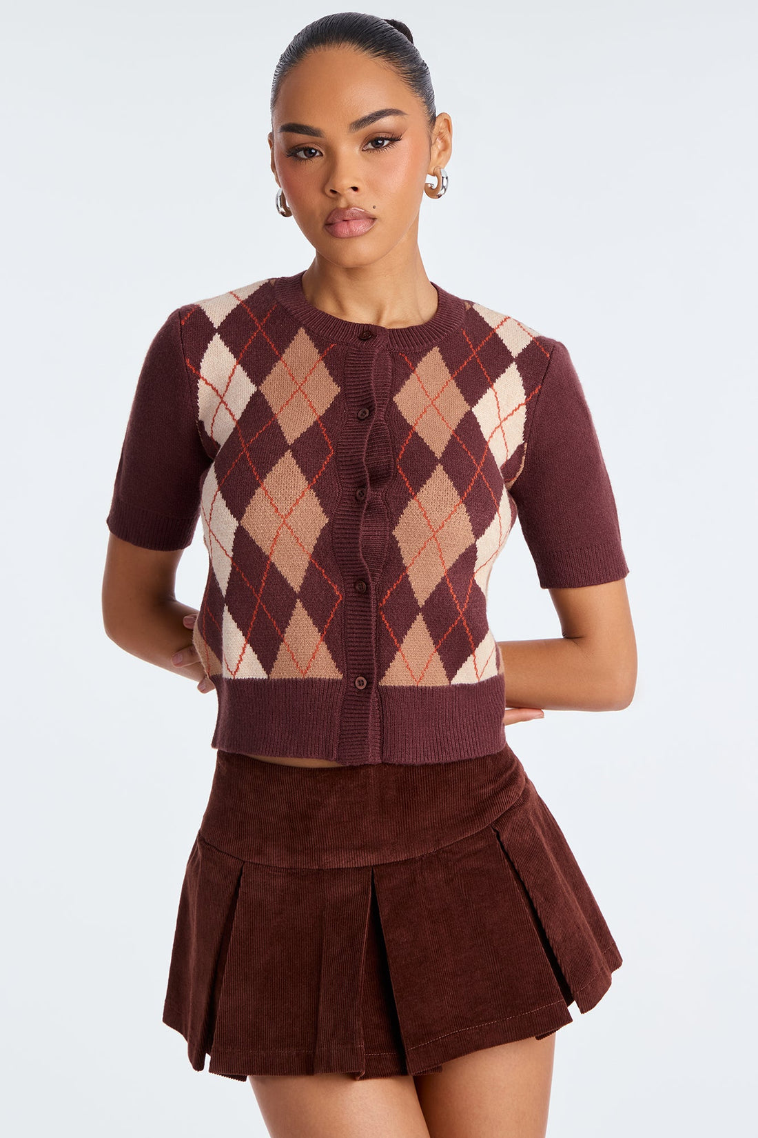 Expensive Taste Argyle Sweater - Brown/combo