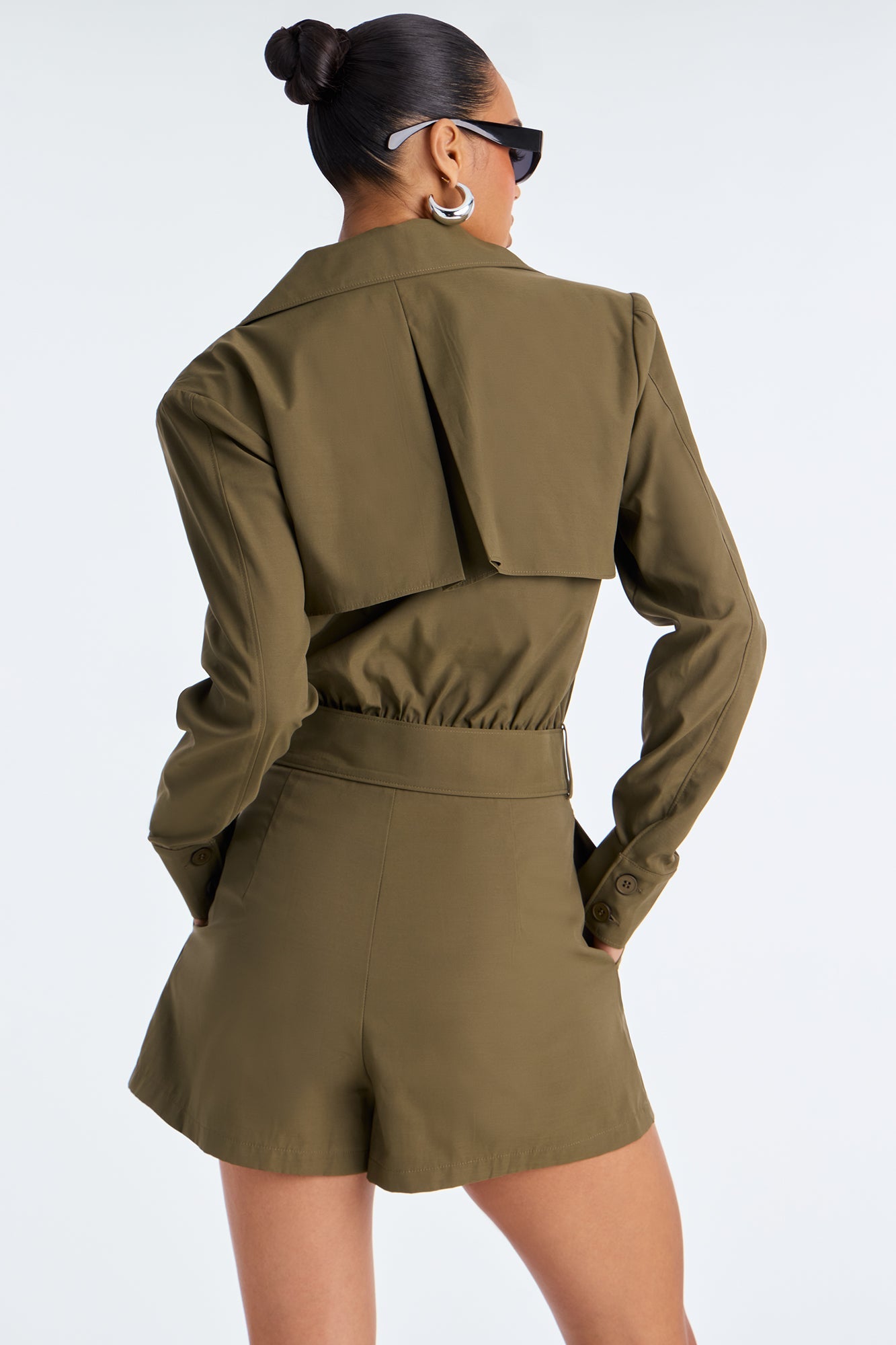 New Season Trench Belted Romper - Olive