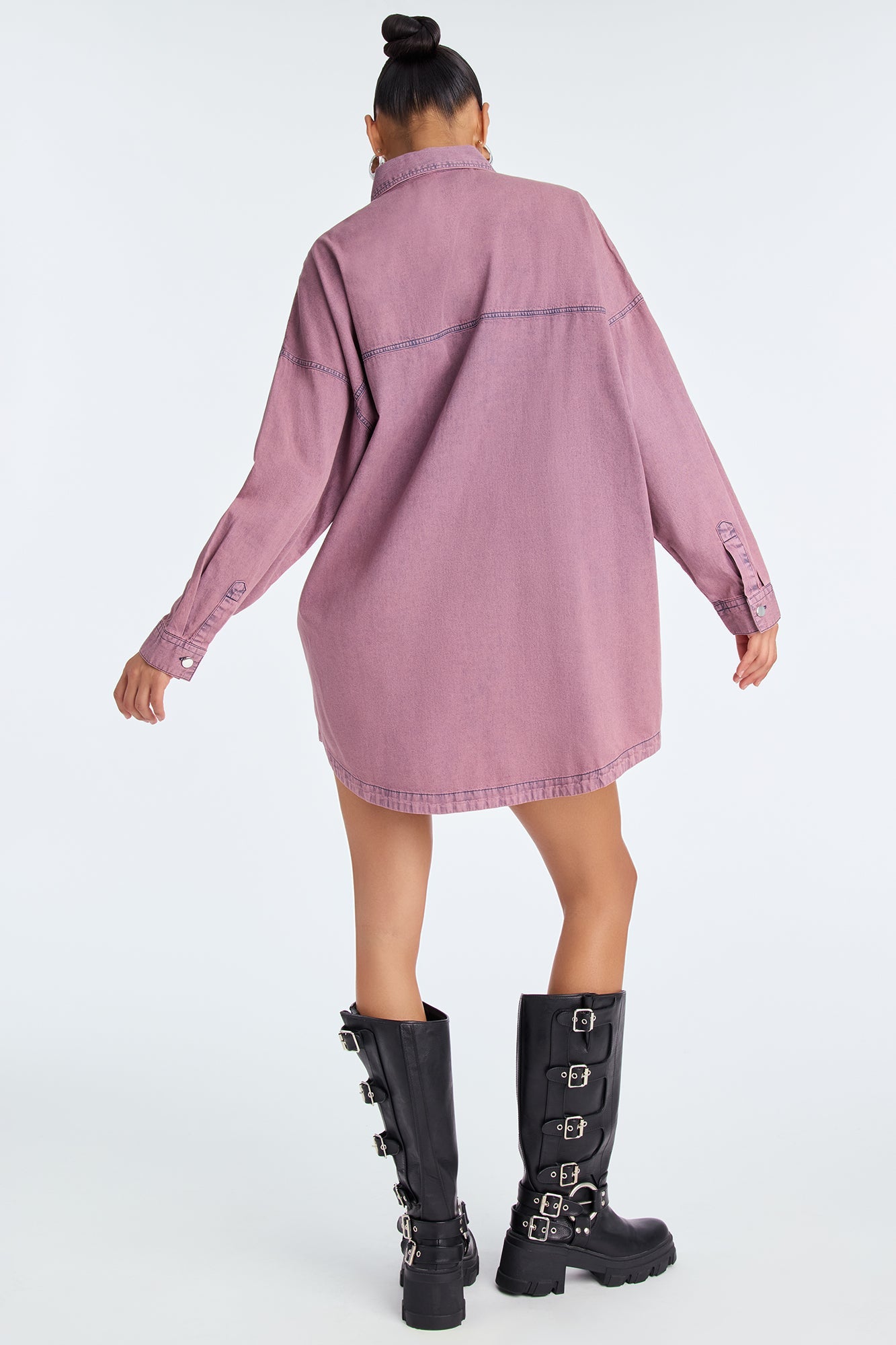 Betsy Denim Shirt Mini Dress - Pink