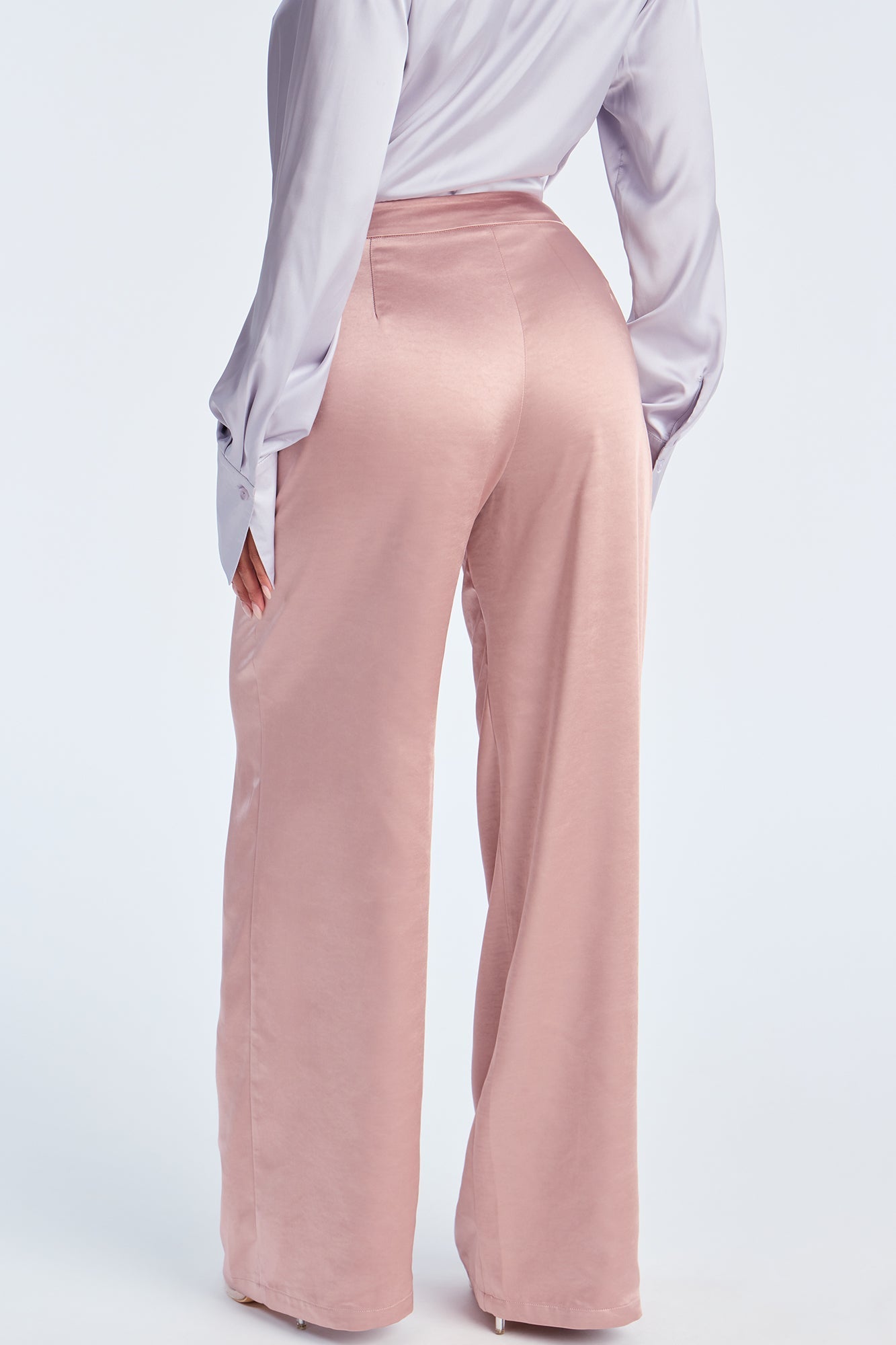Main Topic Low Rise Wide Leg Satin Pant 33 - Mauve