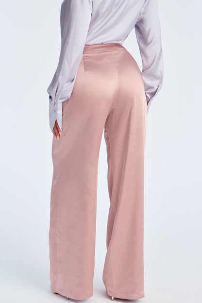 Main Topic Low Rise Wide Leg Satin Pant 33 - Mauve