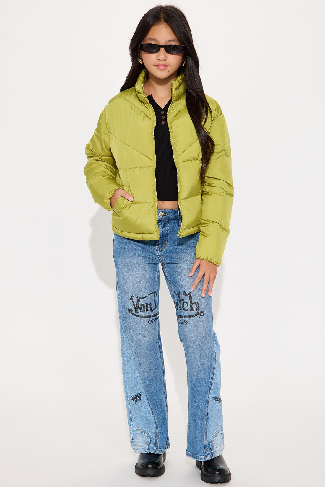 Mini City Streets Puffer Jacket - Chartreuse