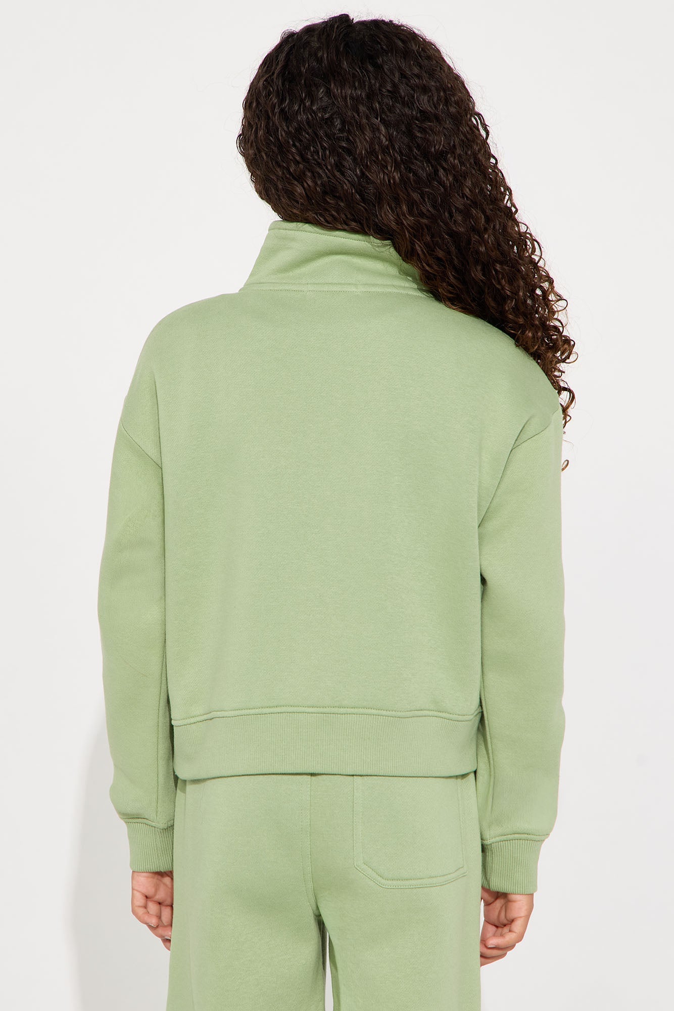Mini Stole Your Bestie Oversized Quarter Zip Sweatshirt - Sage