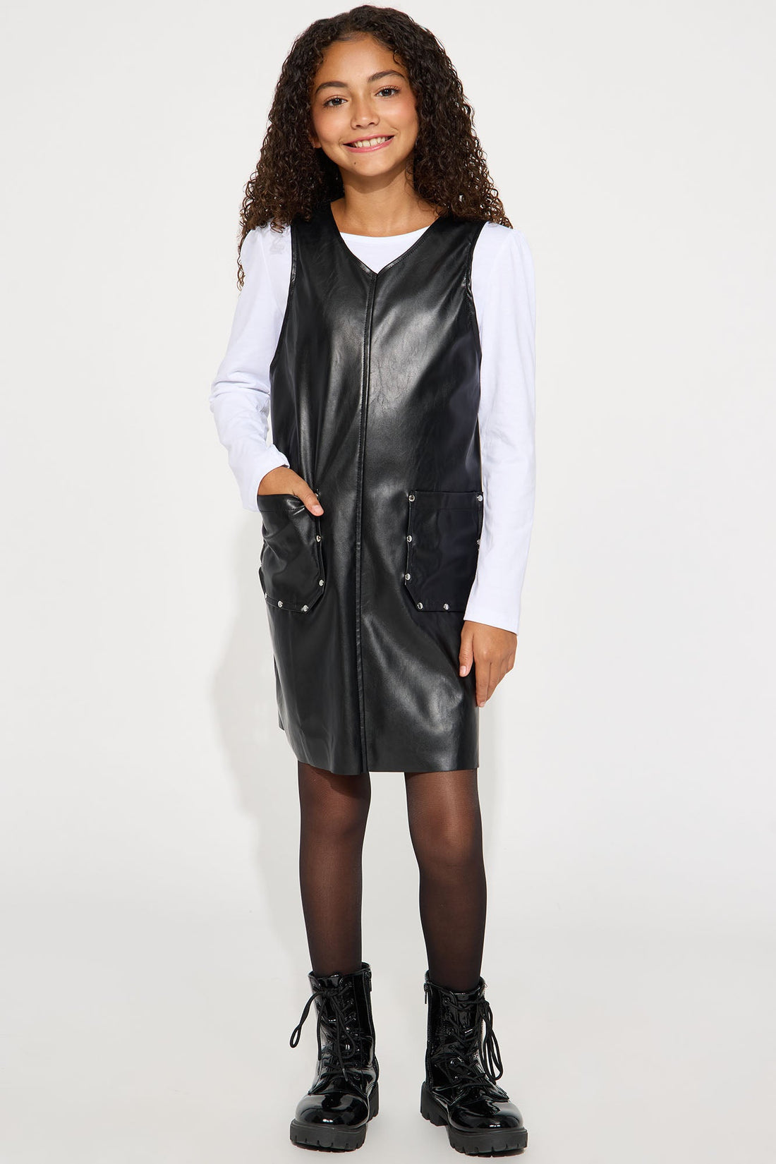Mini Lets Rock Faux leather Dress - Black