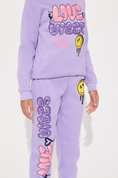 Mini Love Vibes Hoodie And Jogger Pant Set - Lavender