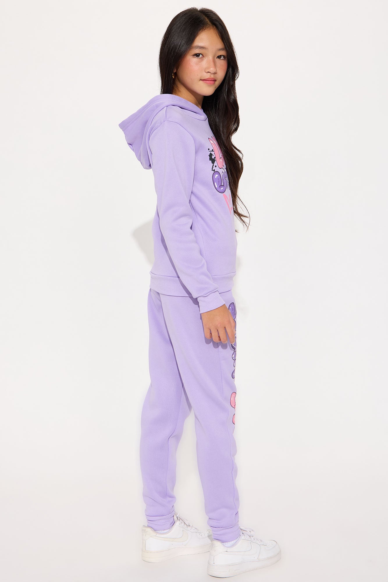 Mini Love Vibes Hoodie And Jogger Pant Set - Lavender