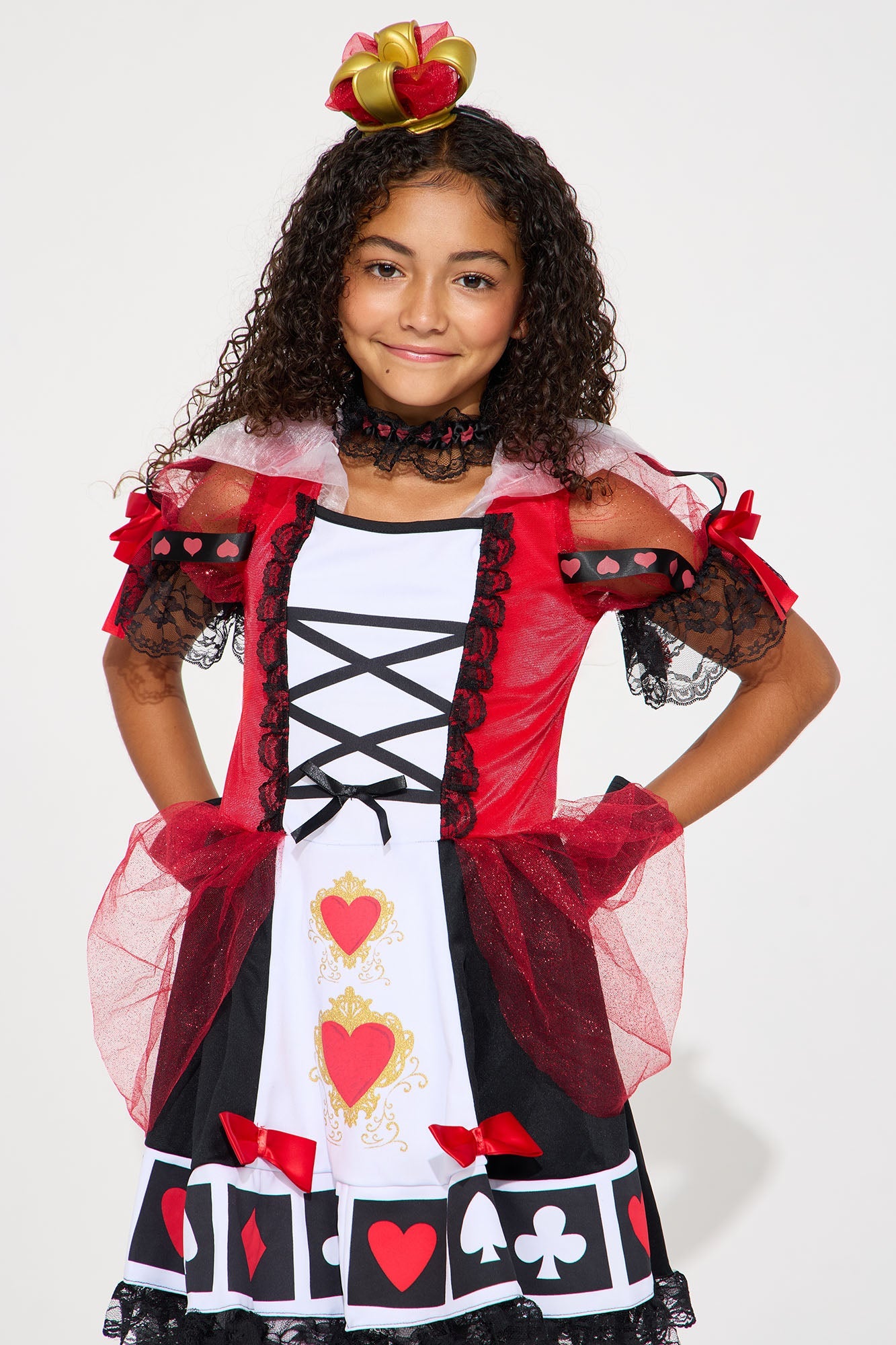 Mini Queen Of Hearts Costume - Black/combo