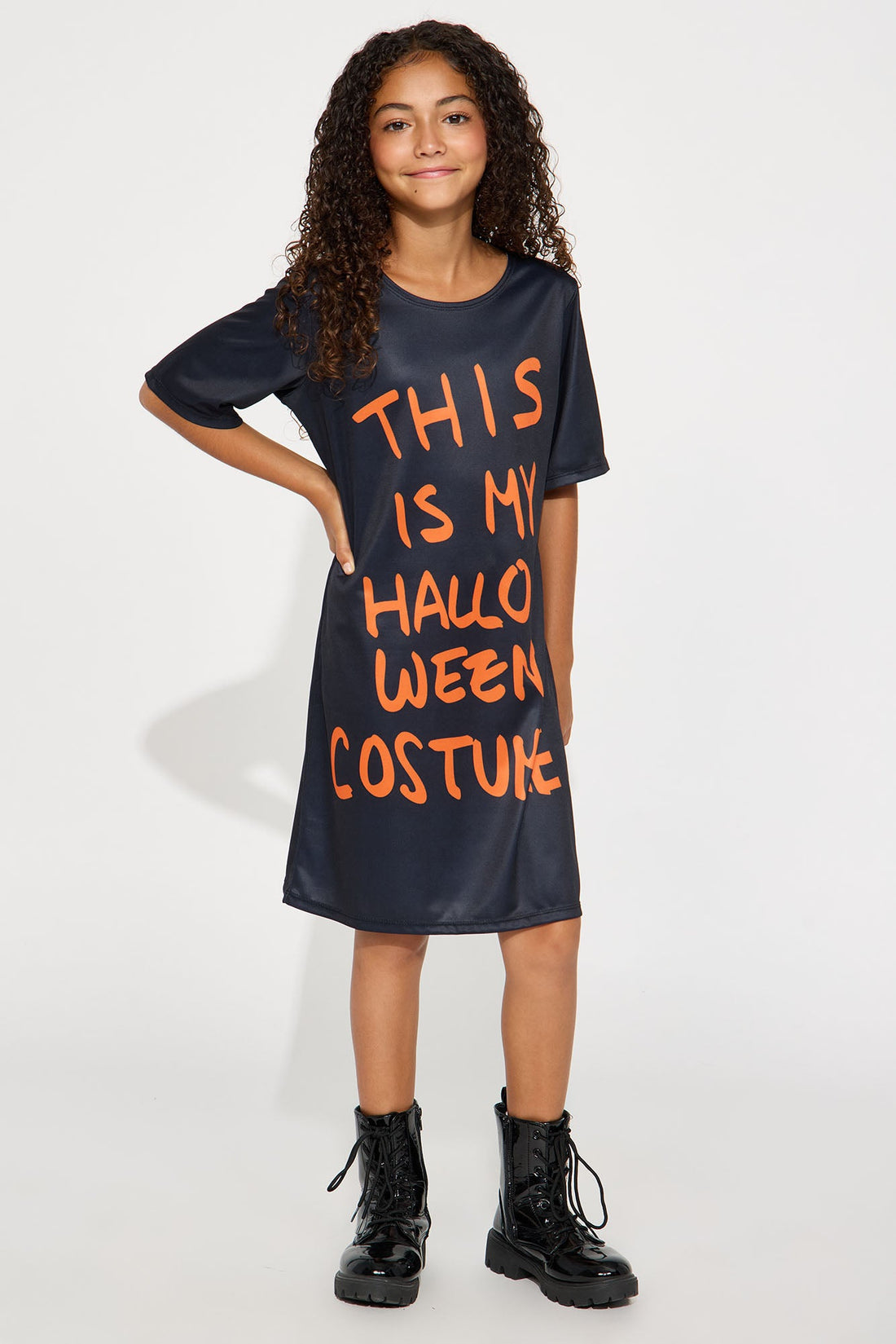 Mini This Is My Halloween Costume T-Shirt Dress - Black