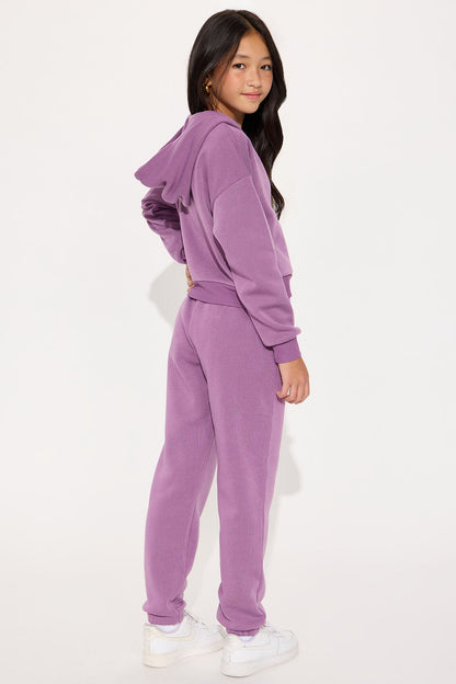 Mini Game On Fleece Jogger Set - Lilac