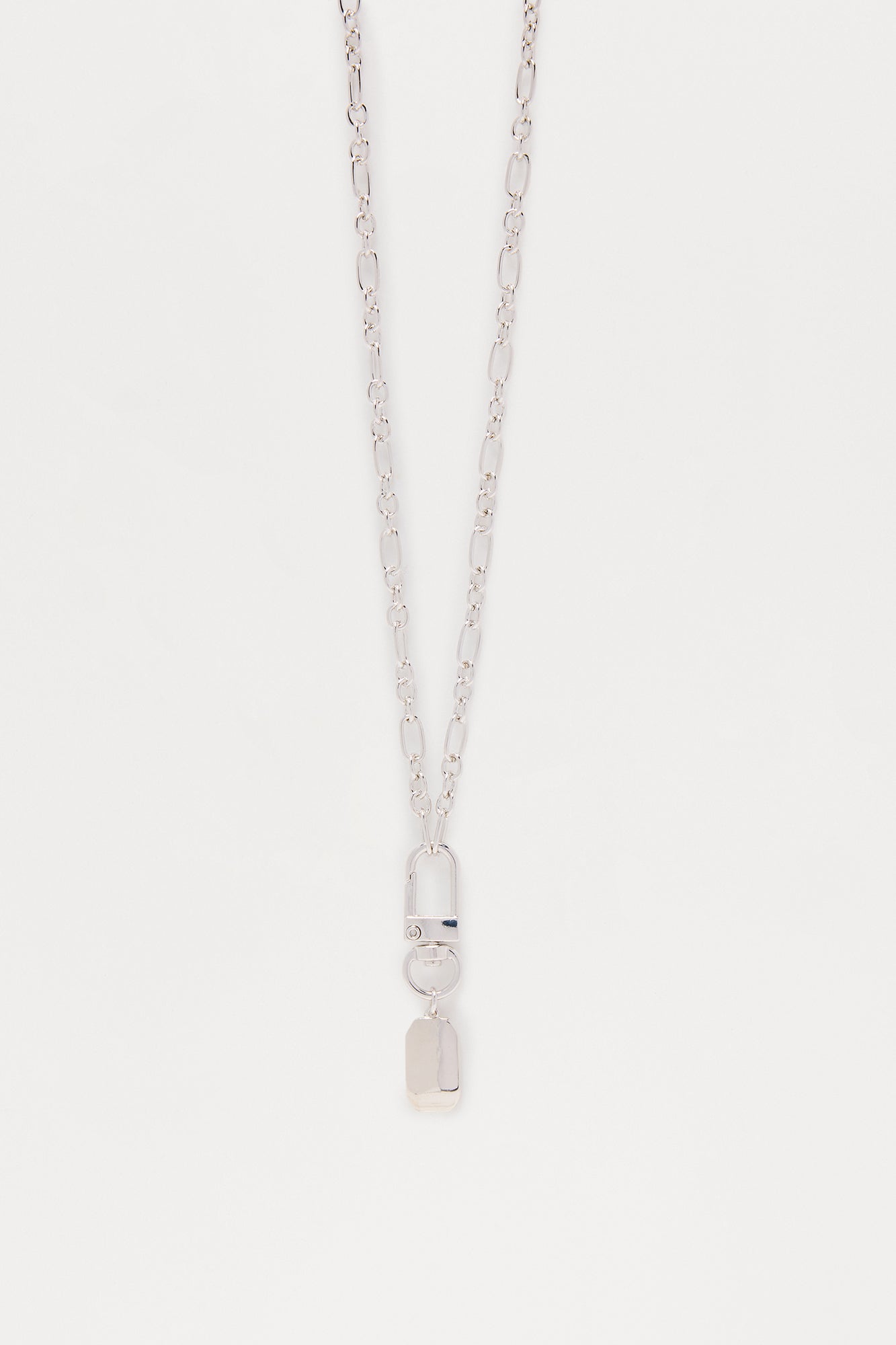 Locked In Chain Link Pendant Necklace - Silver