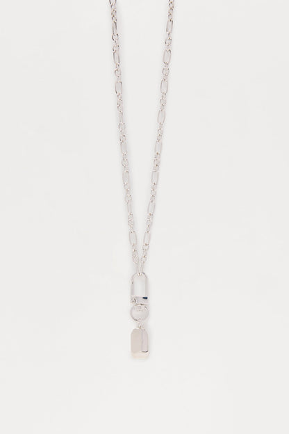 Locked In Chain Link Pendant Necklace - Silver