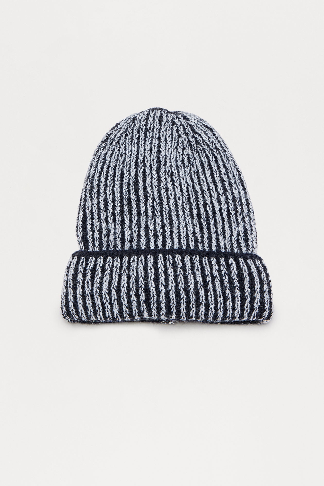 Mini Lined Knitted Ribbed Beanie - Grey/Black