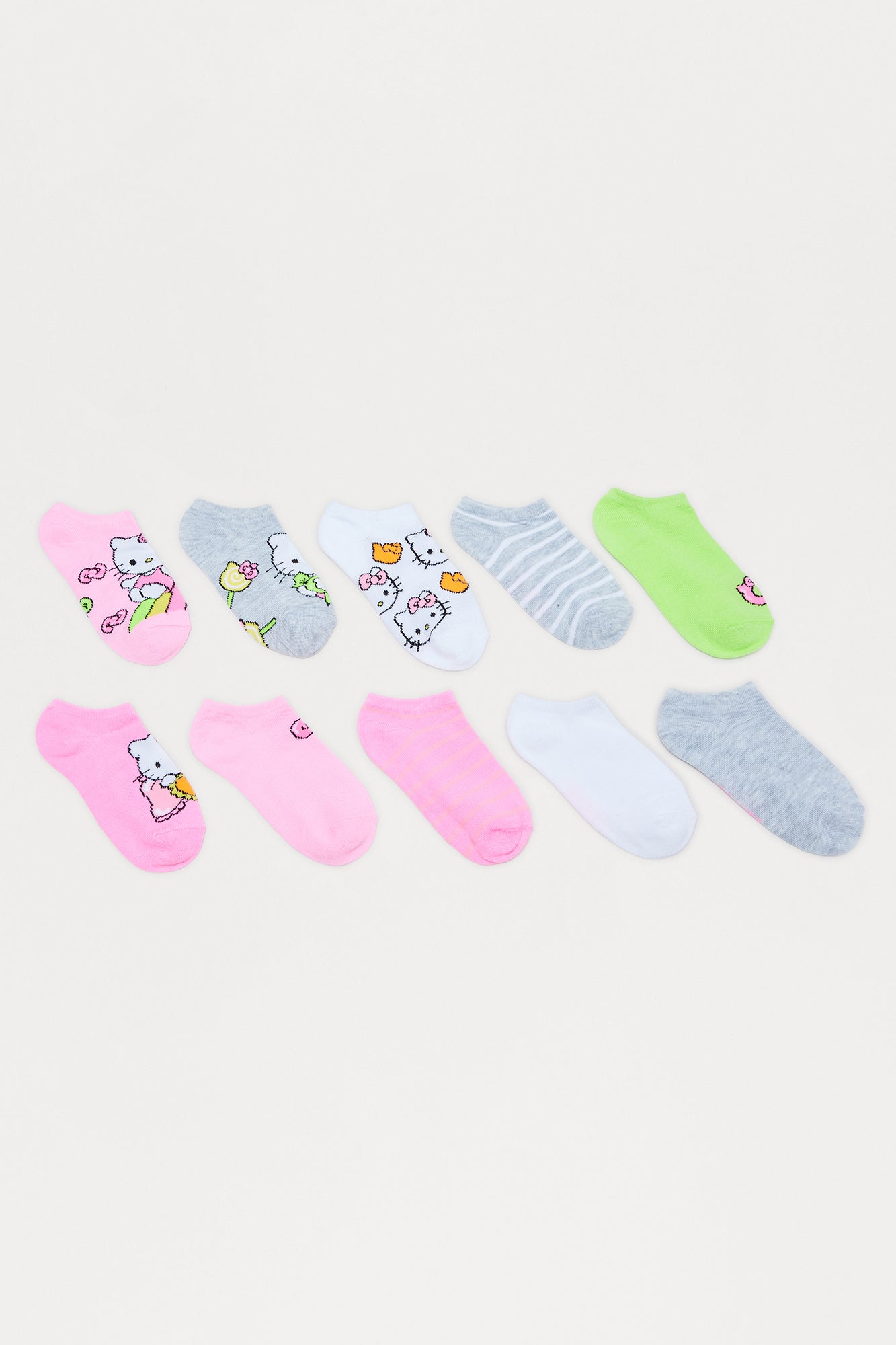 Mini Hello Kitty Sweet Springtime No Show Socks 10 Pack - Pink/combo