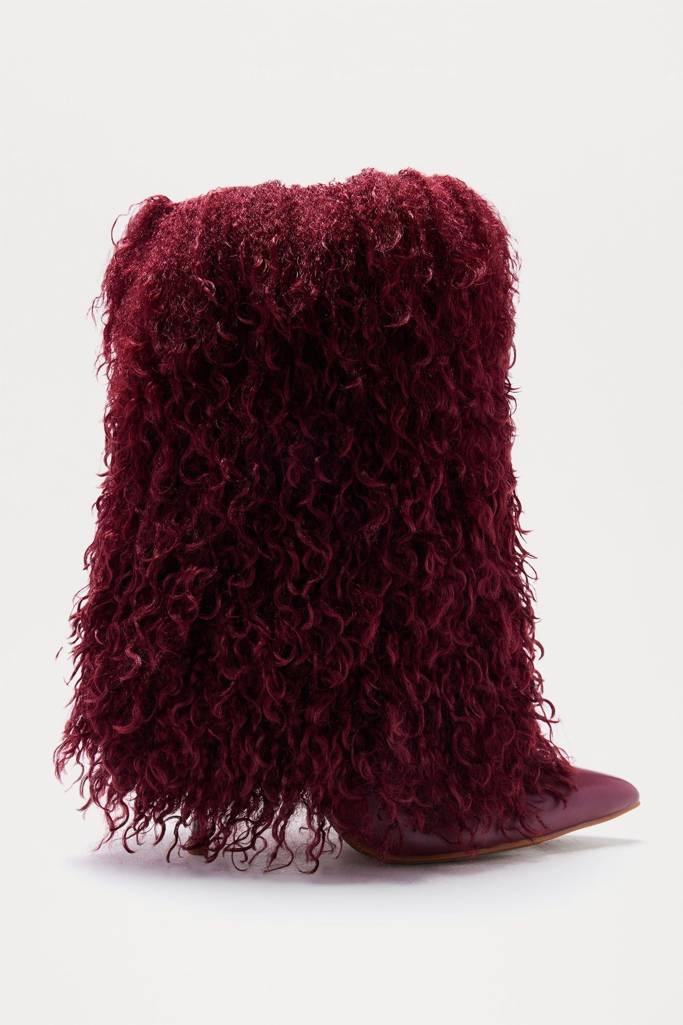 Greer Faux Fur Stiletto Booties - Wine