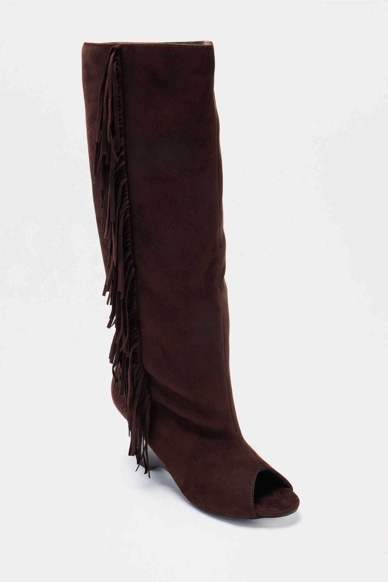Wallace Tassel Wedge Boots - Chocolate