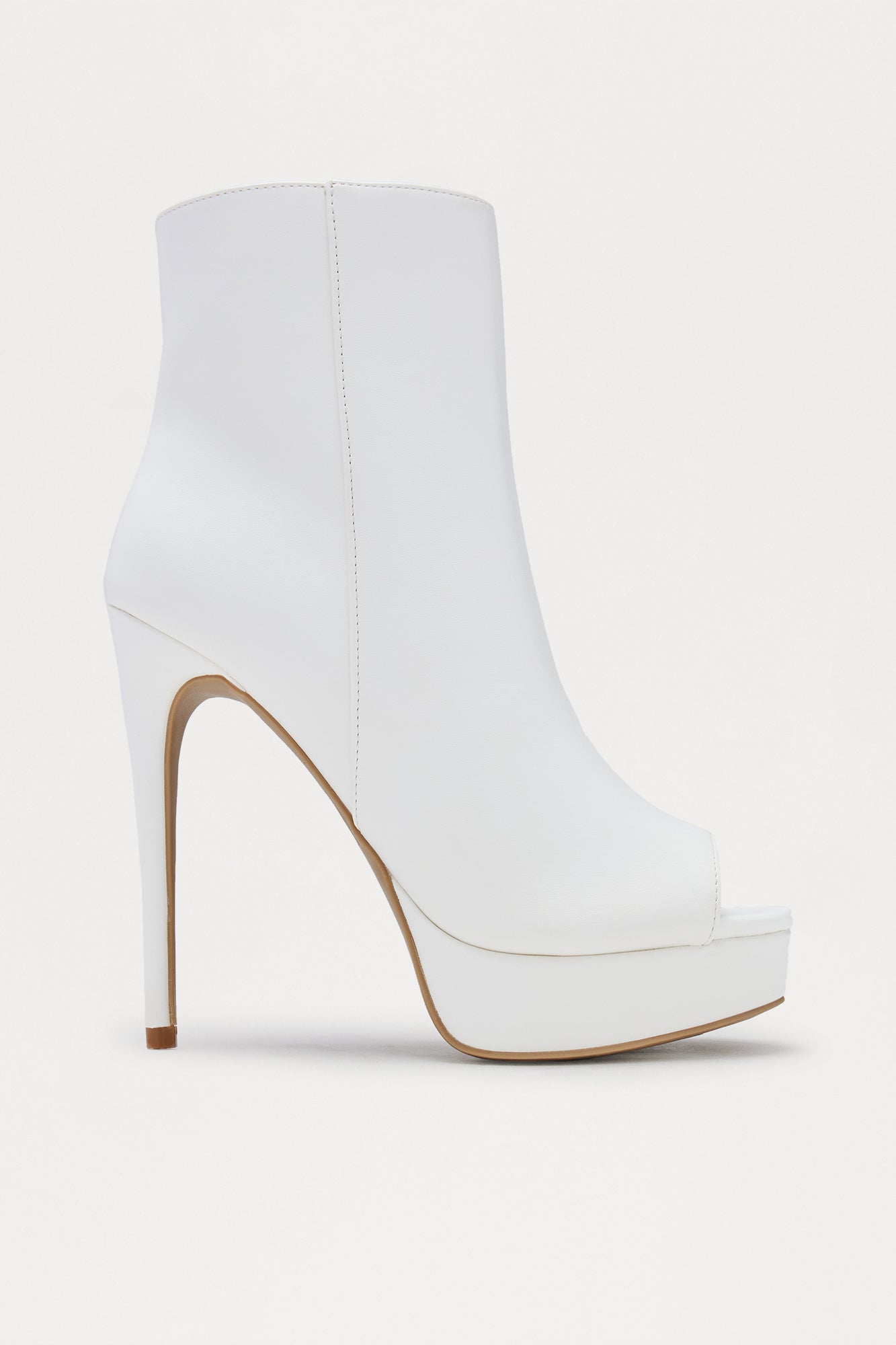 Lettie Peep Toe Stiletto Booties - White