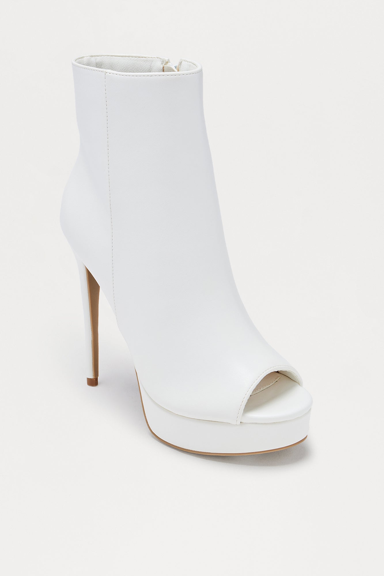 Lettie Peep Toe Stiletto Booties - White