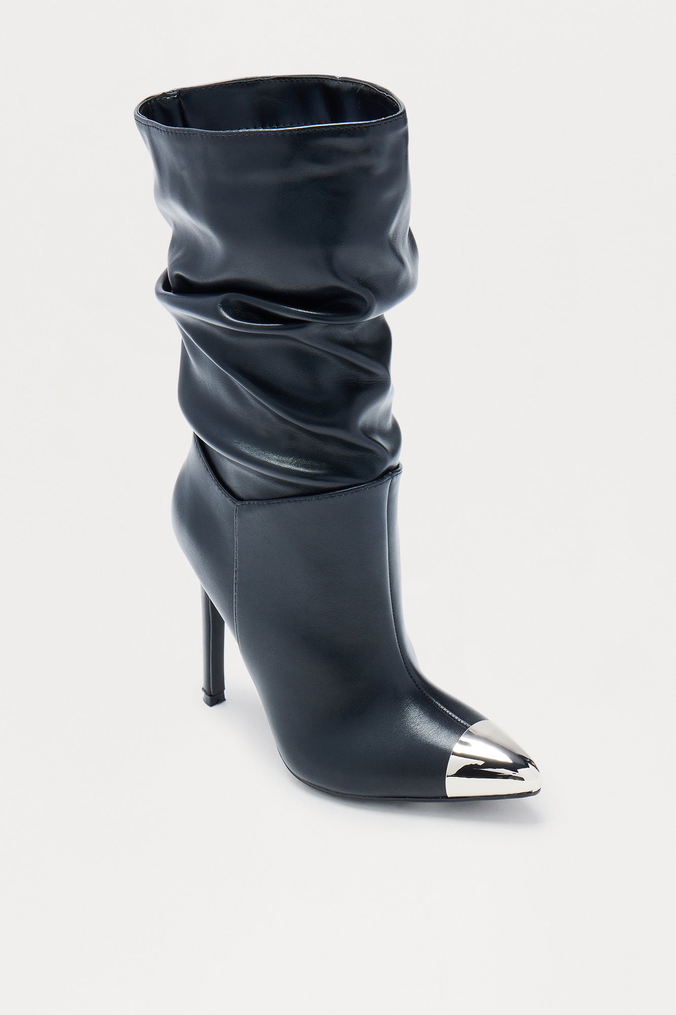 Elise Ruched Stiletto Boots - Black