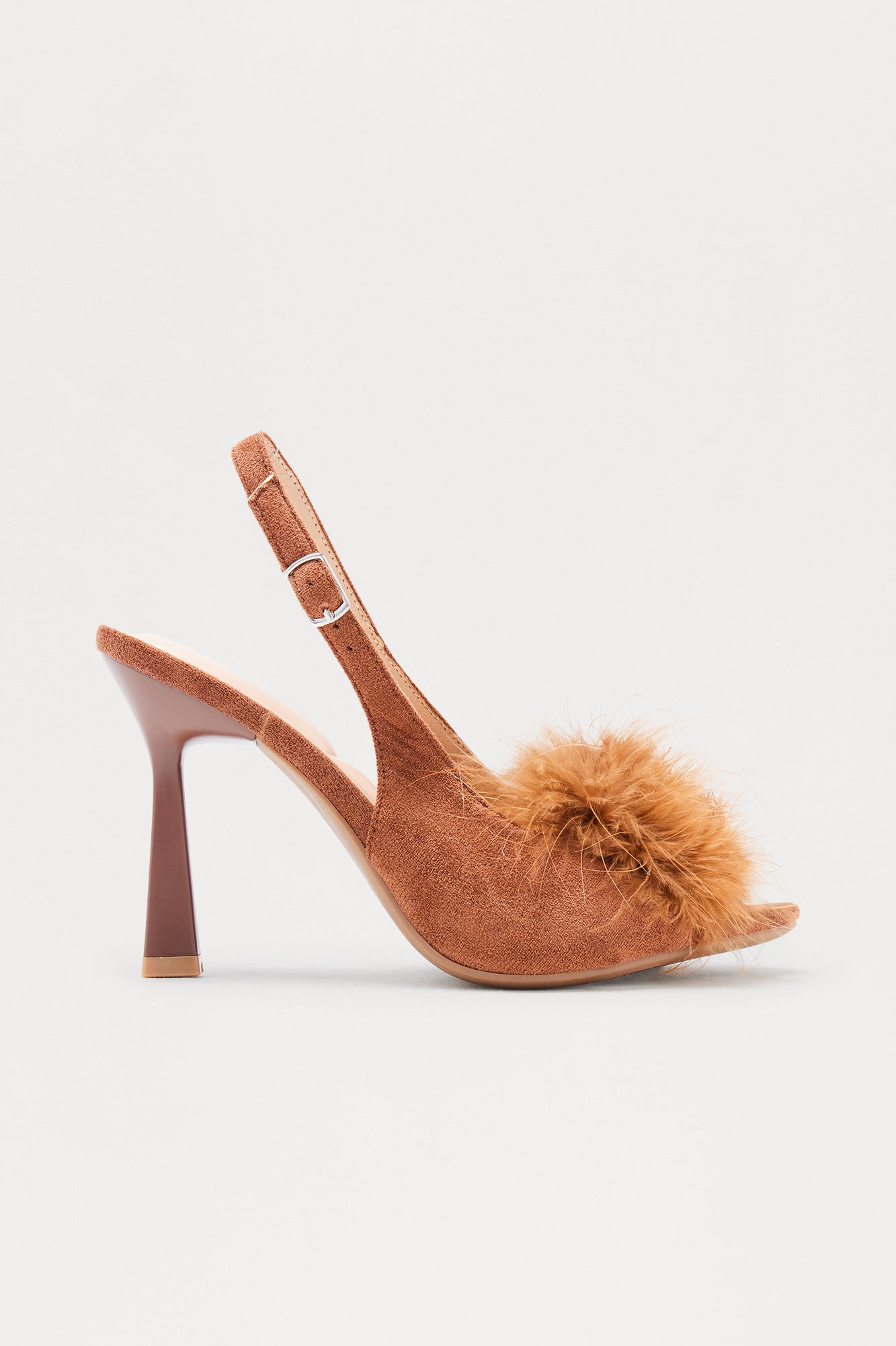 Isha Faux Fur Slingback Pumps - Brown