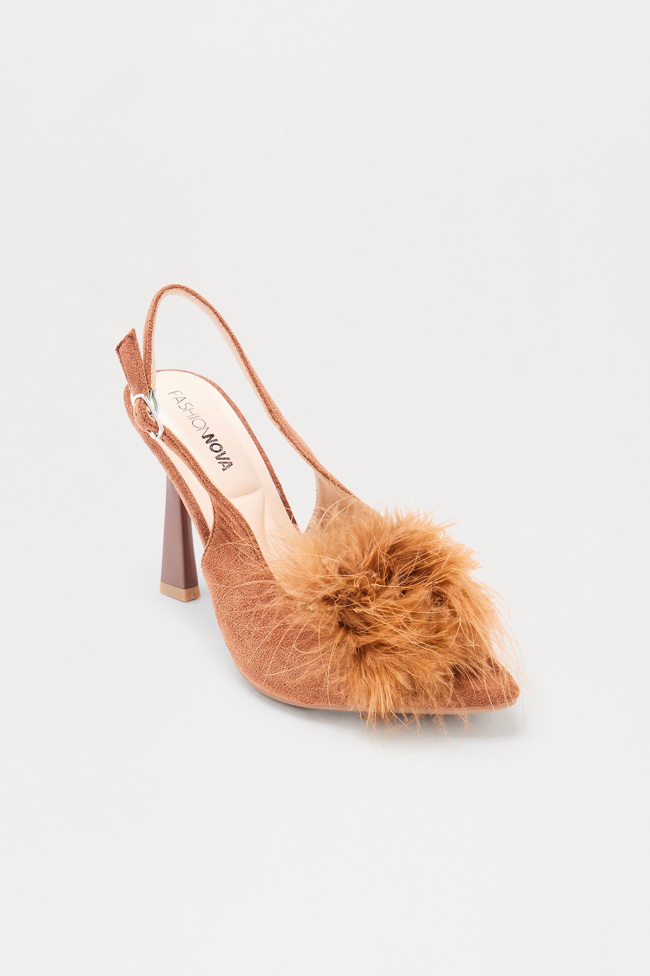 Isha Faux Fur Slingback Pumps - Brown