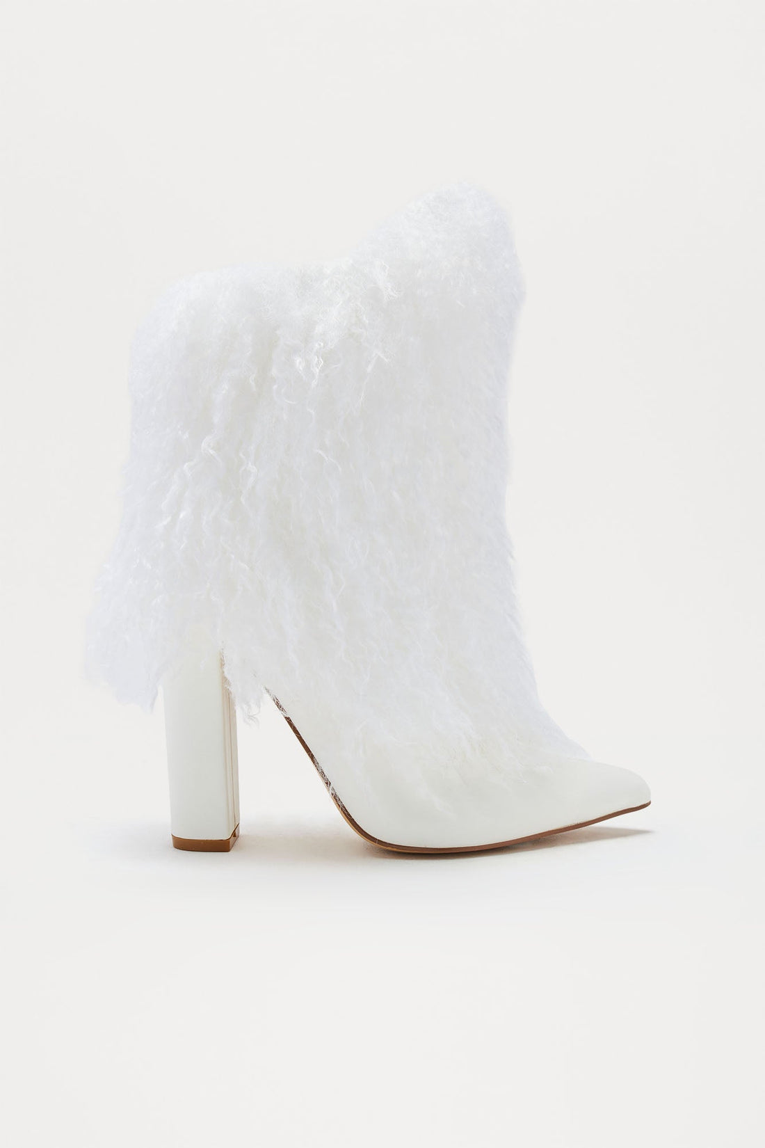 Falls Faux Fur Overlay Booties - White