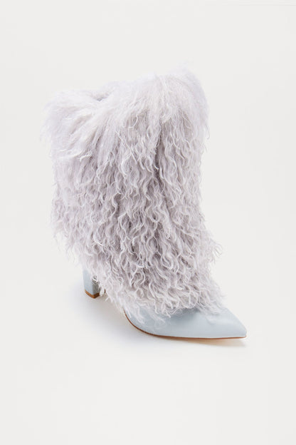 Falls Faux Fur Overlay Booties - Grey