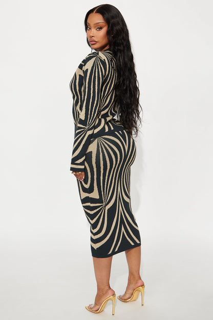 Cameron Sweater Cardigan Midi Skirt Set - Hunter
