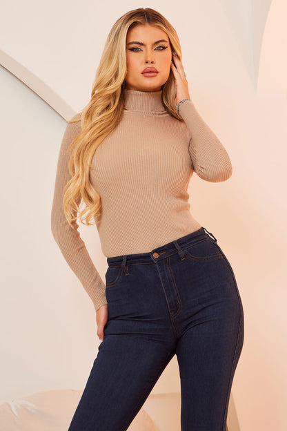 Tara Turtle Neck Sweater - Khaki