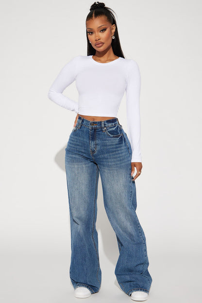 Jaclyn Cropped Long Sleeve Top - White