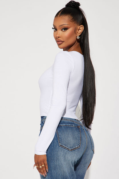 Jaclyn Cropped Long Sleeve Top - White