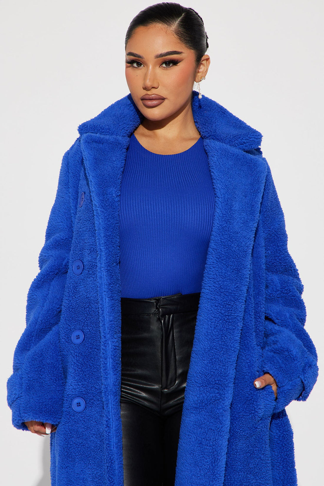 Treat Yourself Sherpa Coat - Royal