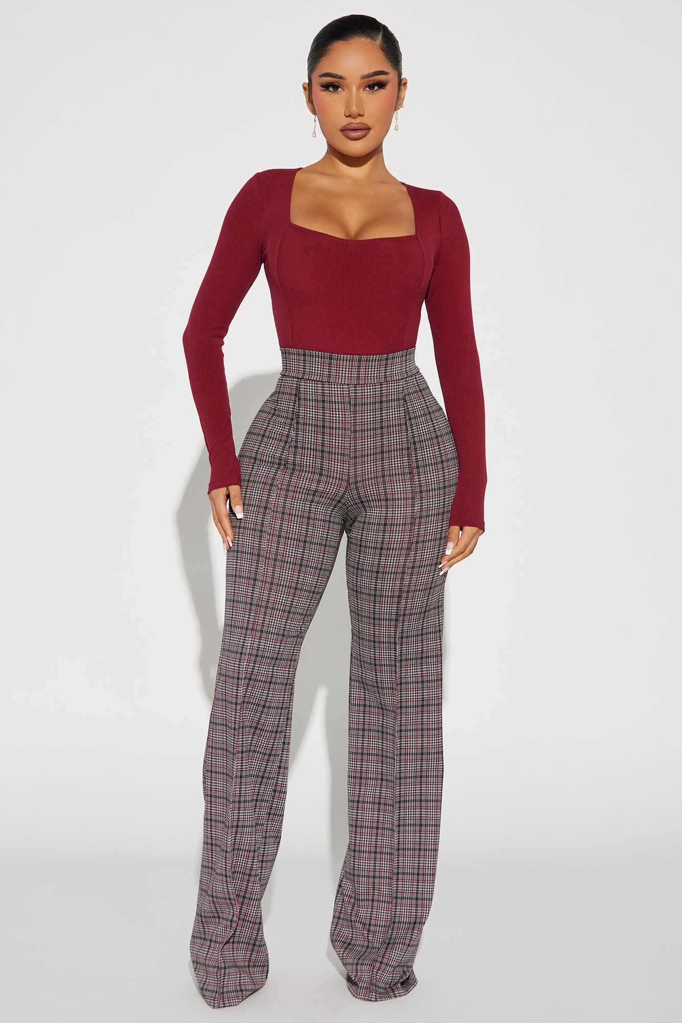 Victoria High Waisted Dress Pant - Black/Red