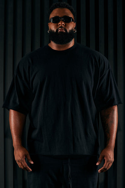 I Like How It Looks Oversized Terry Short Sleeve Tee - Black