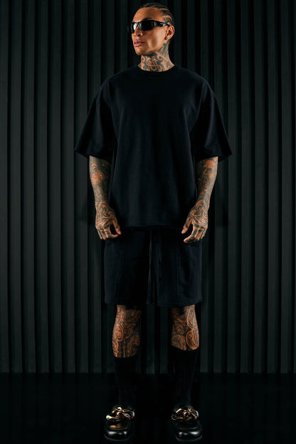 I Like How It Looks Oversized Terry Short Sleeve Tee - Black