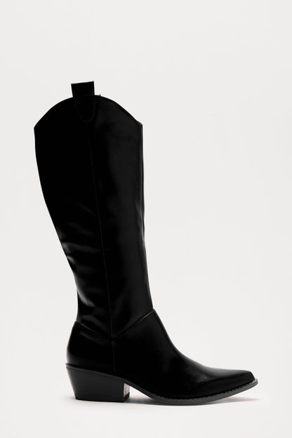 Stevie Knee High Cowboy Boots - Black
