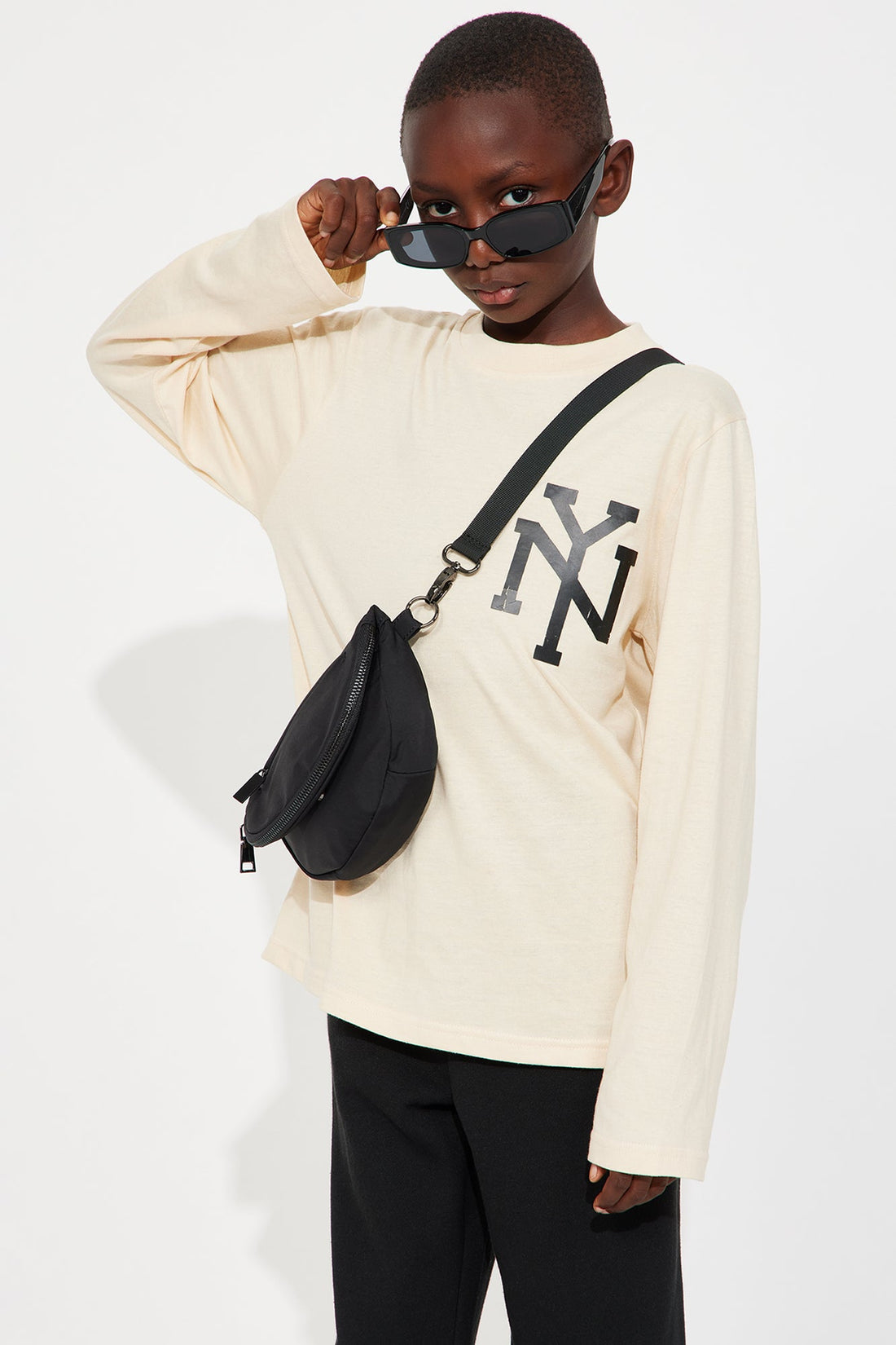 Mini NY City Front/Back Long Sleeve Tee - Sand