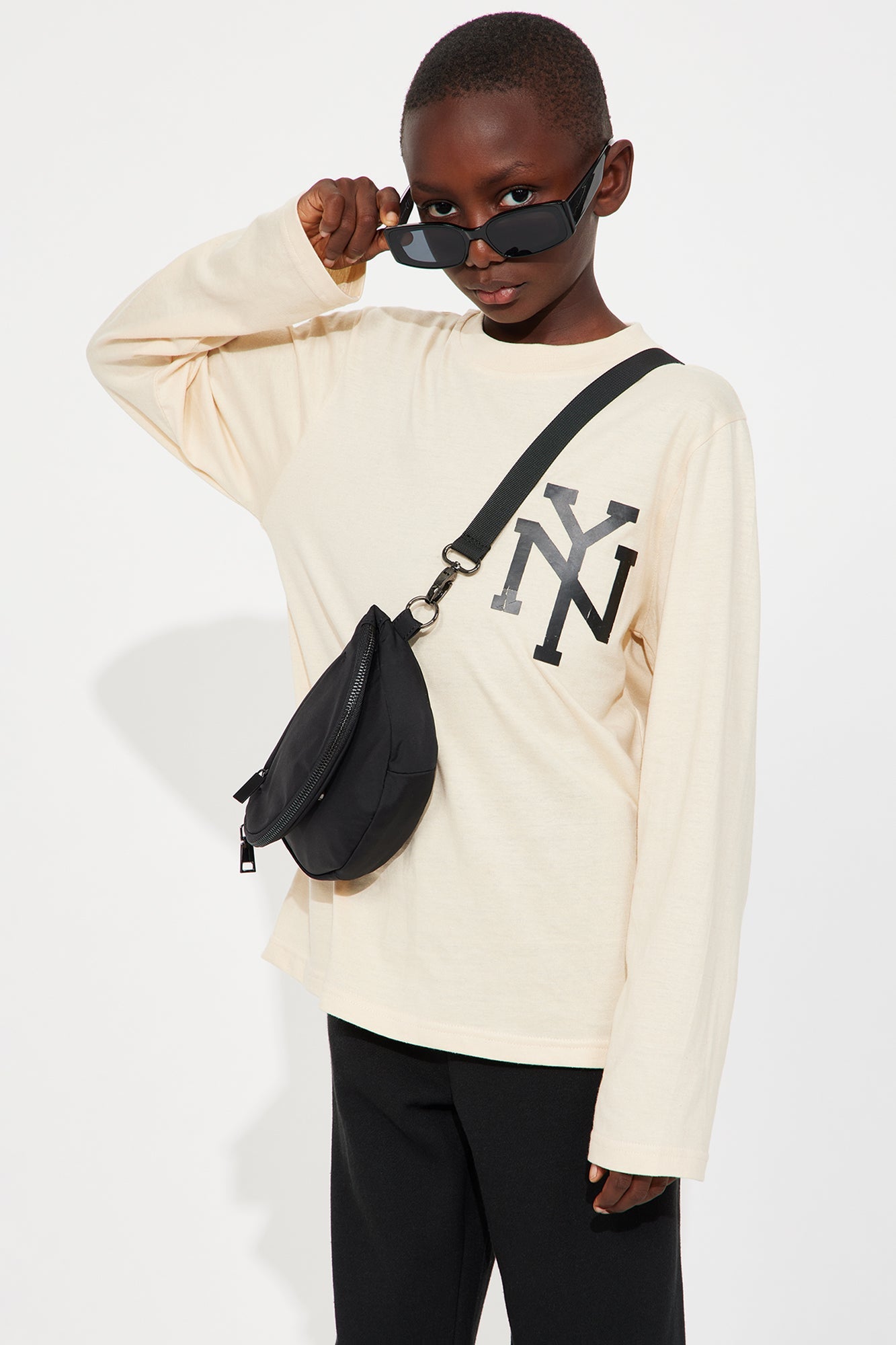 Mini NY City Front/Back Long Sleeve Tee - Sand