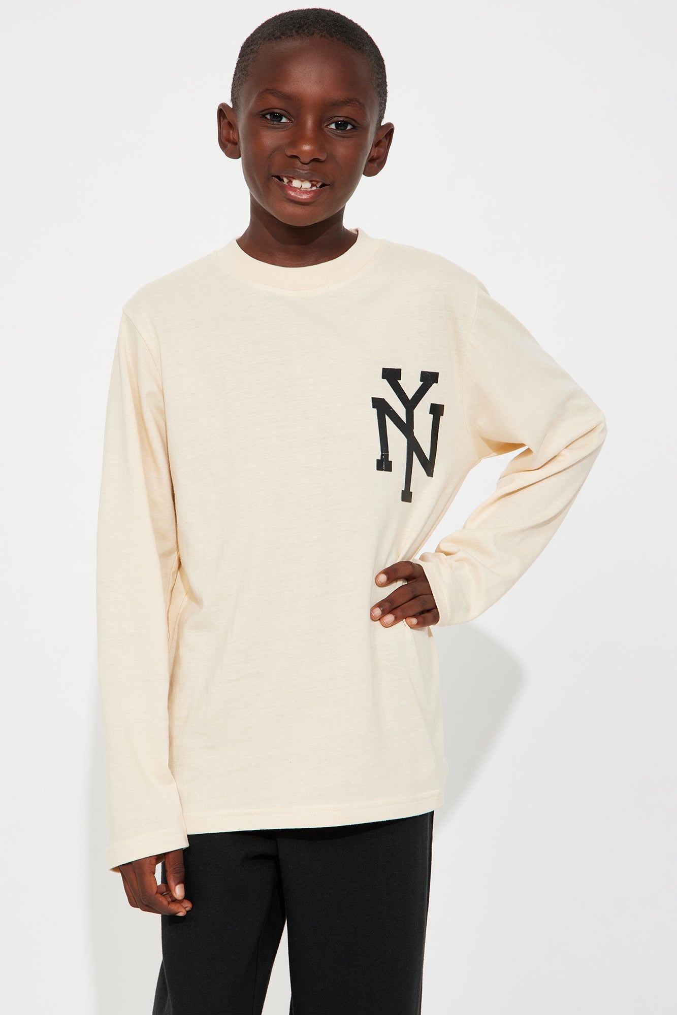 Mini NY City Front/Back Long Sleeve Tee - Sand