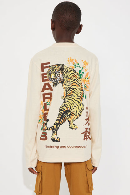 Mini Fearless Front/Back Long Sleeve Tee - Sand