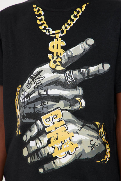 Mini Money And Peace Short Sleeve Tee - Black