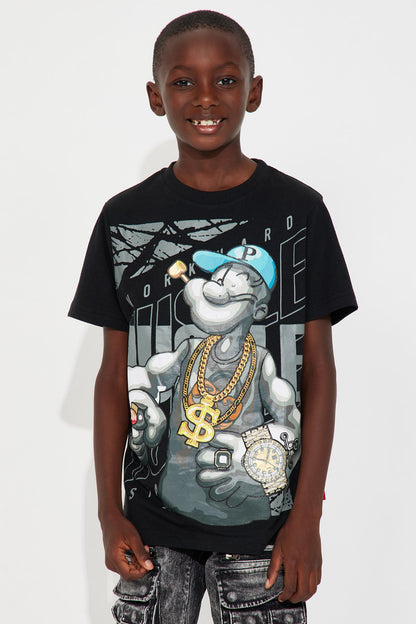 Mini Work Hard Hustle Printed T-Shirt - Black