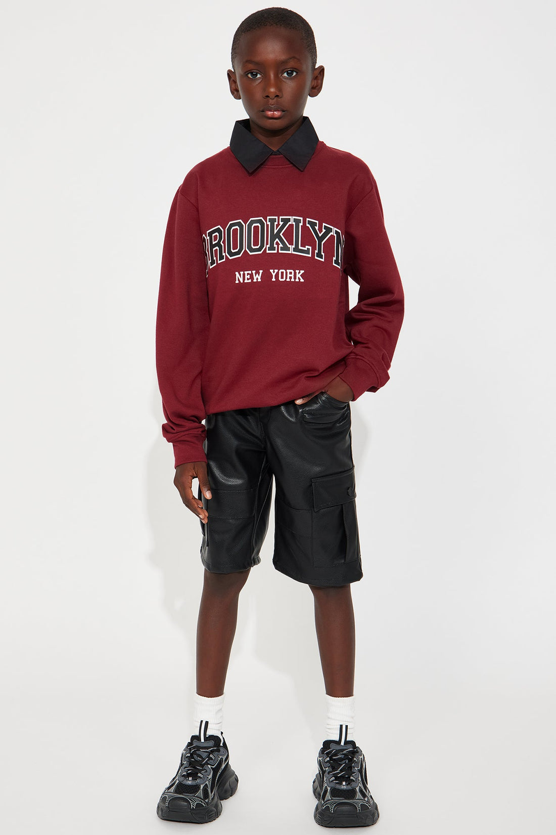 Mini Brooklyn New York Fleece Sweatshirt - Burgundy