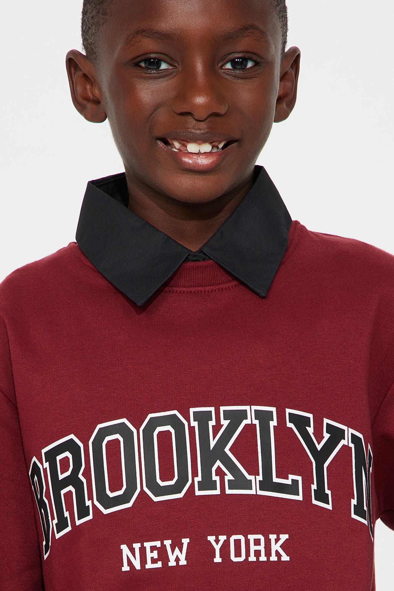 Mini Brooklyn New York Fleece Sweatshirt - Burgundy