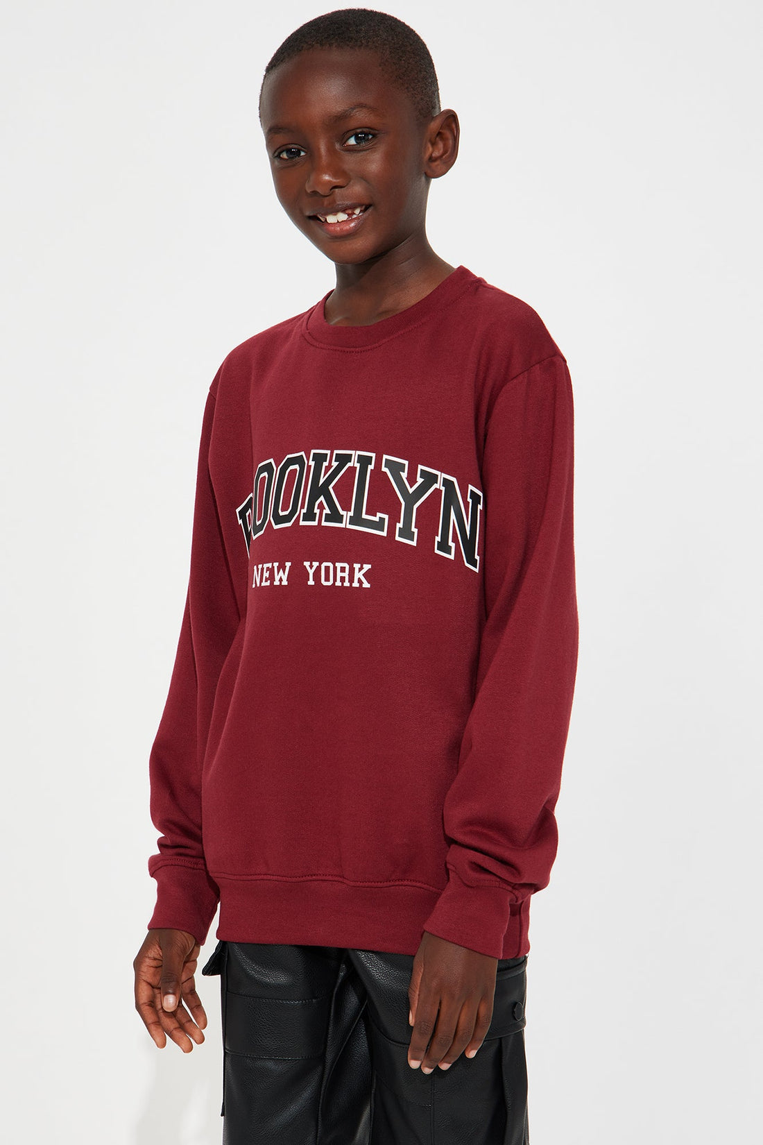 Mini Brooklyn New York Fleece Sweatshirt - Burgundy