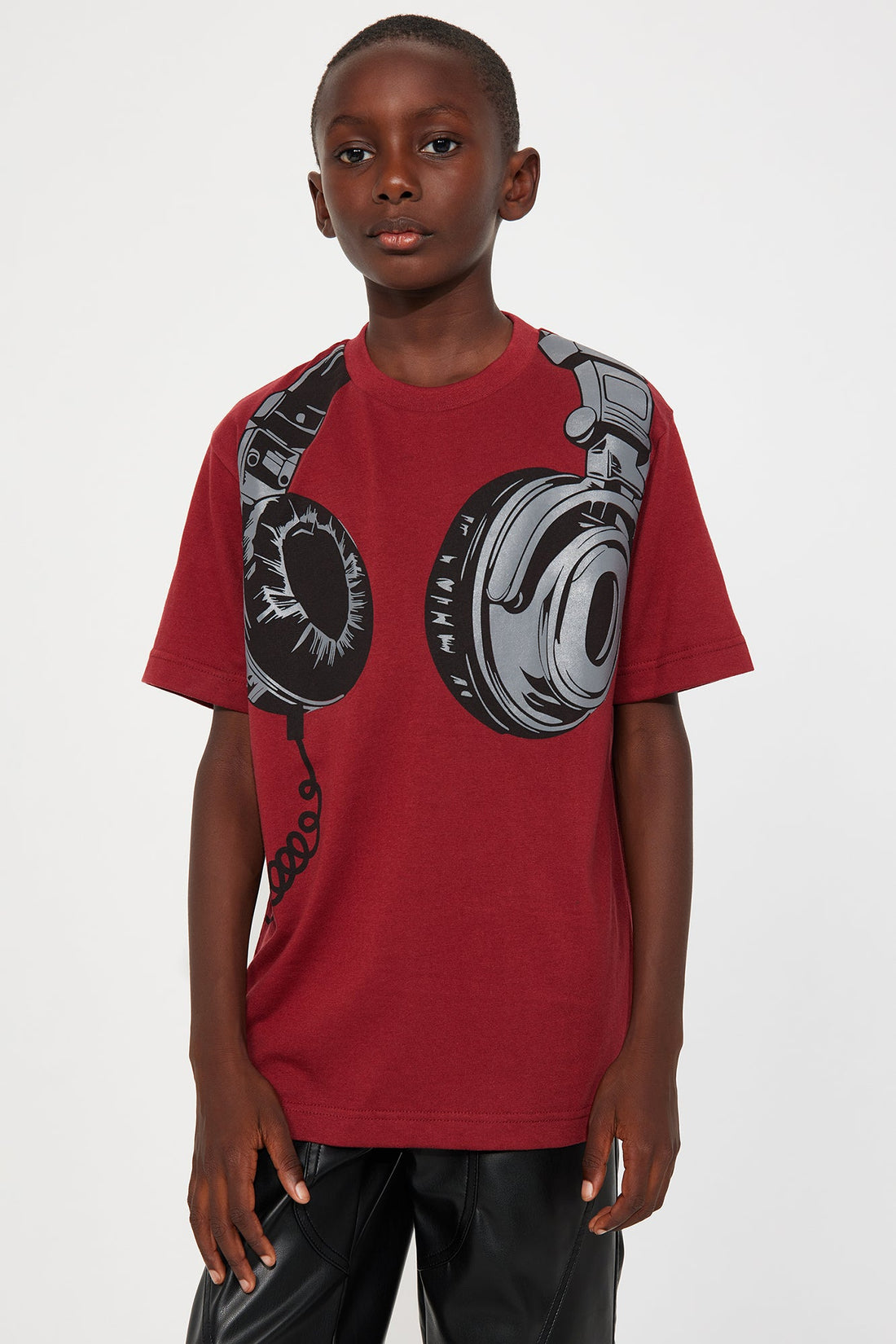 Mini Music Heals Print T-Shirt - Burgundy
