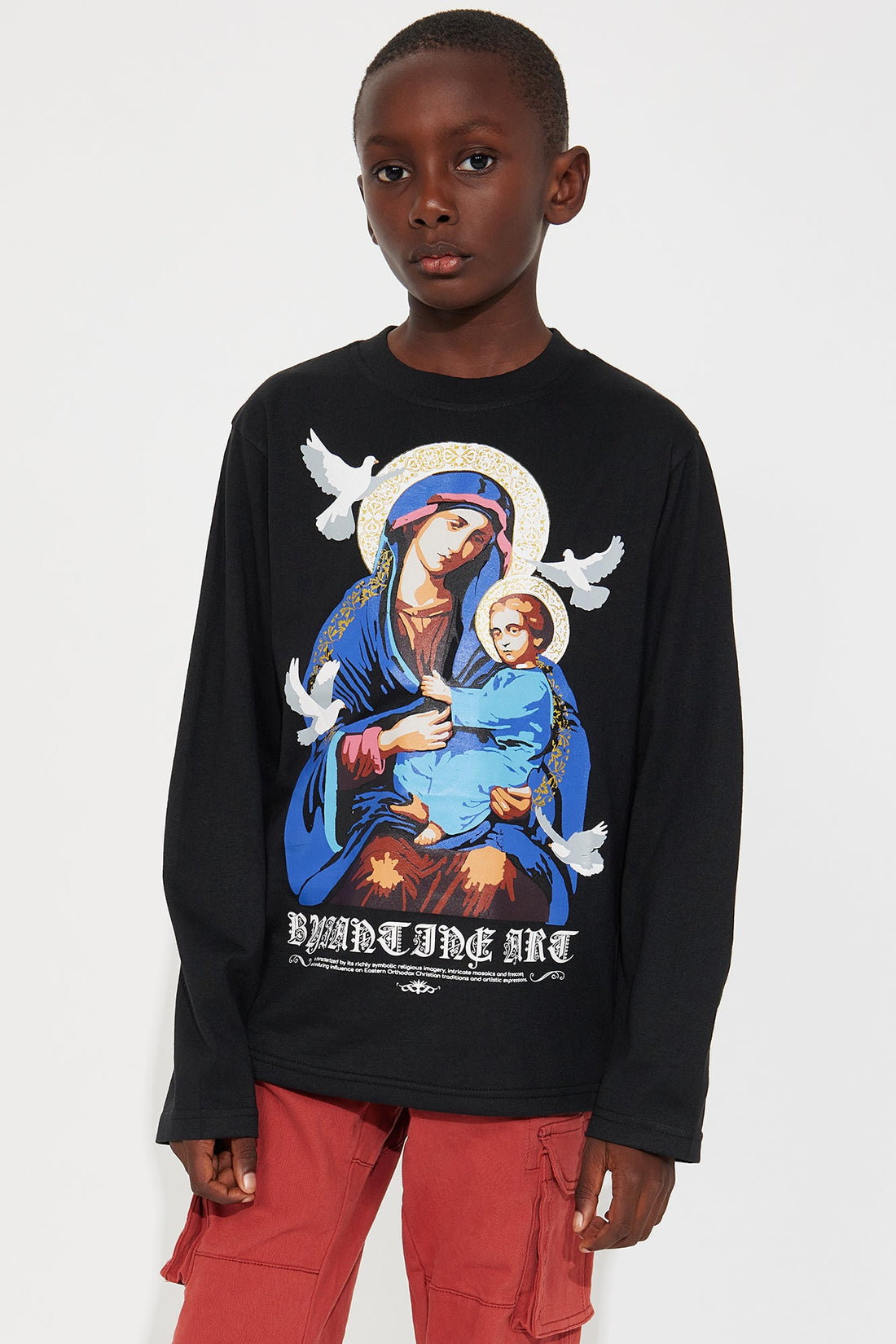 Mini Heavenly Doves Long Sleeve Tee - Black