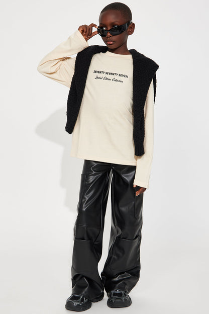 Mini 777 Athletic Front/Back Long Sleeve Tee - Sand