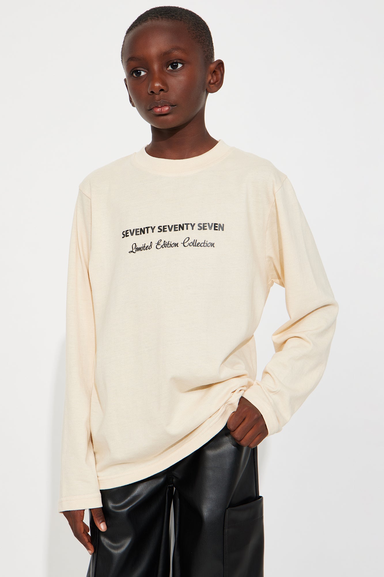 Mini 777 Athletic Front/Back Long Sleeve Tee - Sand
